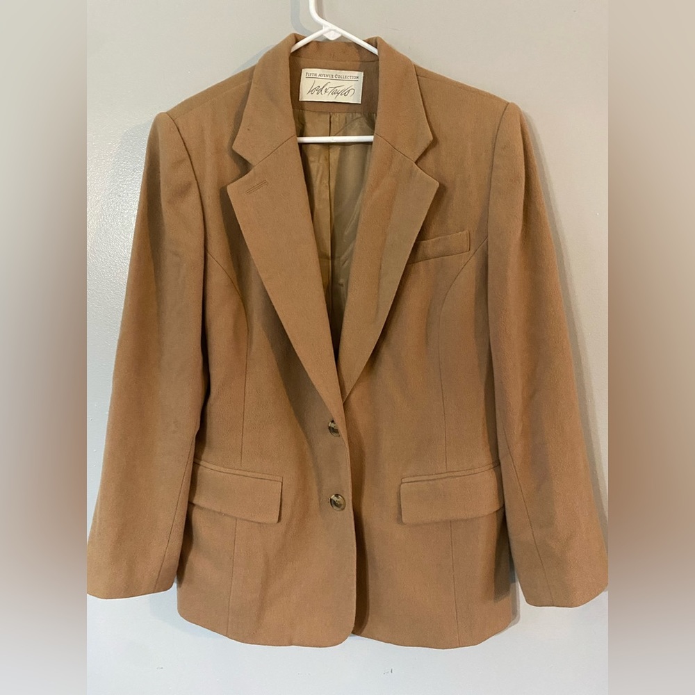 Lord and Taylor, fifth Avenue collection, tan blazer wool blend size 12